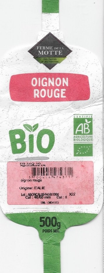 Ferme de la motteoignon rouge bio 3700444474371 origine italie 500g
