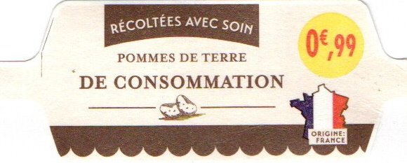 recoltees avec soin pommes de terre de consommation 0€99 origine france