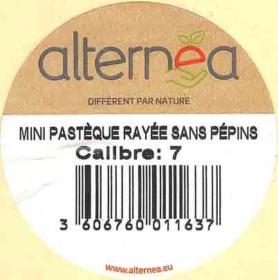 alternea different par nature mini pasteque rayee sans pepins calibre :7 3606760011637 www.alternea.eu