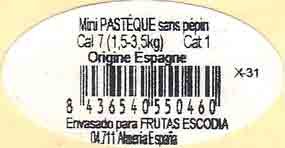 mini pasteque sans pepin cal 7 origine espagne 8436540550460