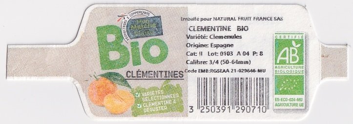 Mon marché plaisir bio clementines certifie ab 3250391290710 origine espagne