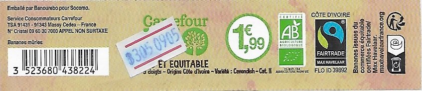 Carrefour bio bio et equitable 5 doigts origine cote d ivoire 3523680438224 flo id 39892
