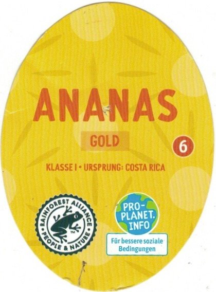 ananas gold 6 klasse 1 ursprung: costa rica rainforest alliance people & nature pro-planet.info fur bessere soziale bedingungen 4064661120114