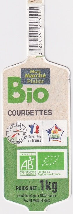 Mon marché plaisir bio courgettes recoltees en france 1kg