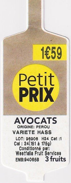 Petit prix avocats 3 fruits perou 1€59
