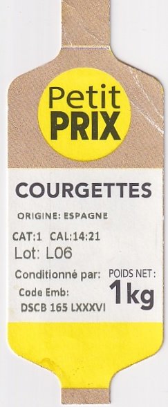 Petit prix courgettes origine espagne 1kg