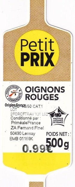 Petit prix oignons rouges origine france 0.99 € 500g