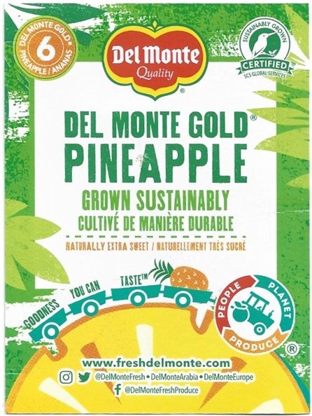 del monte quality gold pineapple grown sustainably 6 product of costa rica 5050372116002