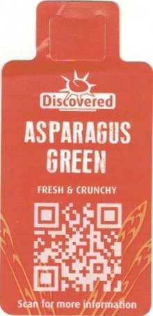 Discovered aparagus green fresh & crunchy scan for more information origin: peru 8718366083101