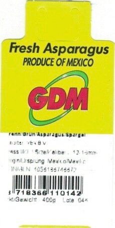 GDM fresh asparagus produce of mexico 8718366110142 origin: mexico