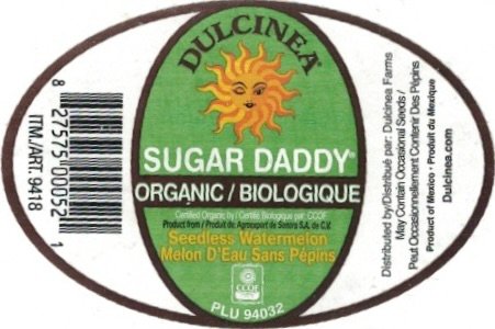 Dulcinea sugar daddy organic biologique seedless watermelon plu 94032 827575000521 product of mexico