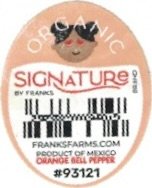 Signature Brand by franks organic franksfarms.com product of mexico orange bell pepper #93121
