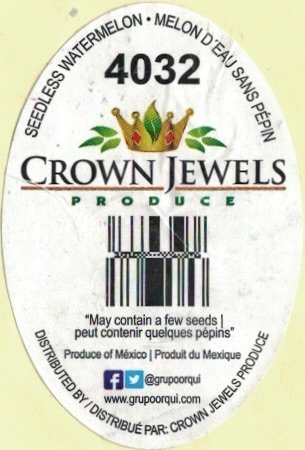 Crown Jewels produce seedless watermelon melon d eau sans pepin 4032 produce of mexico produit du mexique