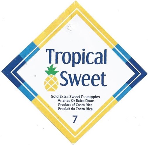 tropical sweet gold extra sweet pineapples produit du costa rica 7 tropicales del valle ananas comosus rainforest alliance certified 7441029614459