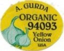 A. Gurda organic 94093 yellow onion usa