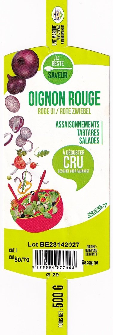 Le geste saveur oignon rouge a deguster cru jardins du midi 500g espagne 3276554577962