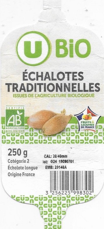 U bio echalotes traditionnelles 250g origine france 3256225998302