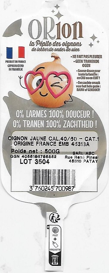 Orion oignon jaune origine france 500g 3760245700987