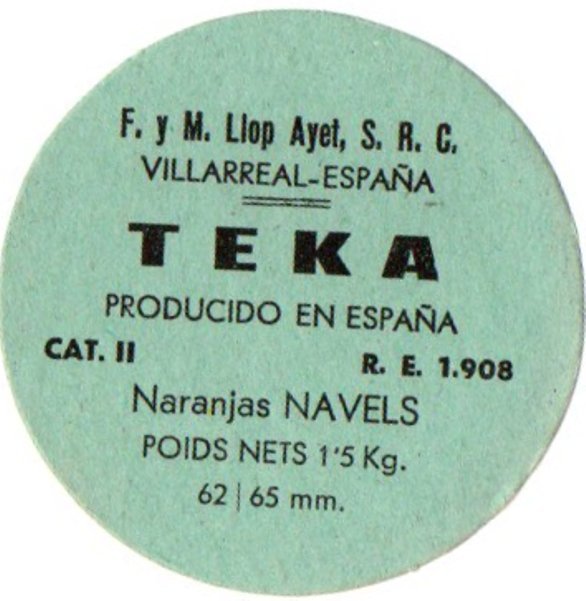 Teka frutas f. y m. llop ayet s.r.c. villarreal espana r.e. 1908