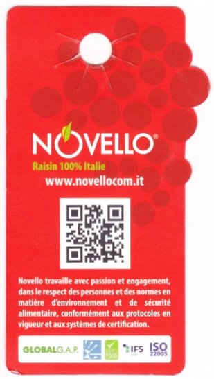 Novello raisin 100% italia www.novellocom.it QR 40