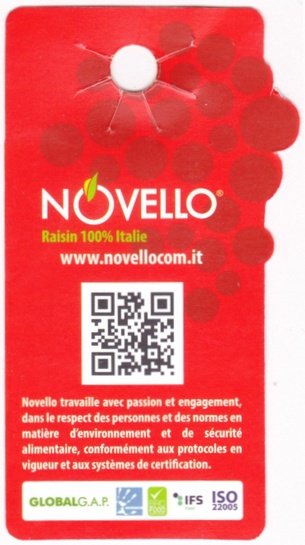 Novello raisin 100% italia www.novellocom.it QR 44