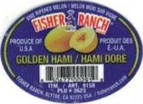 Fisher ranch since 1917 vine ripened melon produce of u.s.a. golden hami 850677002919 itm. / art. 9158 plu #3621