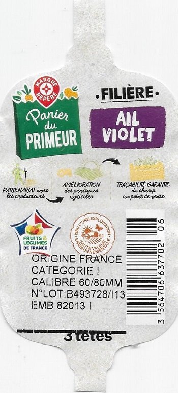 Panier du primeur ail violet origine espagne 3 tetes 356470663770206