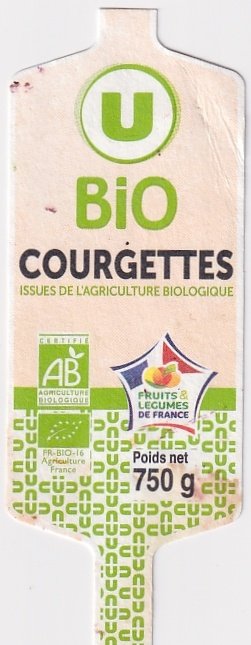 U bio courgettes fruits et legumes de france 750g