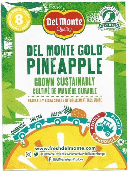 del monte quality gold pineapple grown sustainably 8 product of costa rica 5050372118006