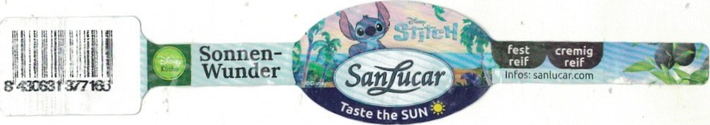 San Lucar disney stitch sonnenwunder fest reif cremig reif infos: sanlucar.com 8430631377166 taste the sun