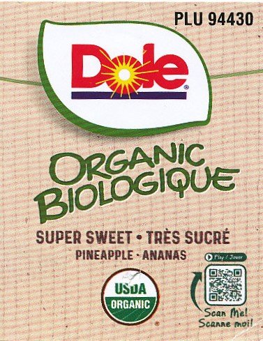 dole organic biologique super sweet pineapple usda organic PLU 94430 643126071983
