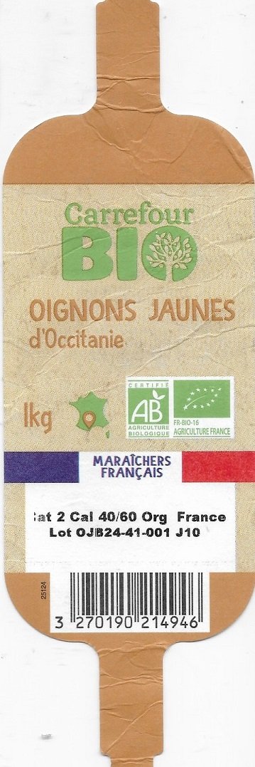 Carrefour bio oignons jaunes d occitanie maraichers français 3270190214946
