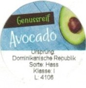 Genussreif avocado ursprung: dominikanische republuk sorte: hass klasse: 1
