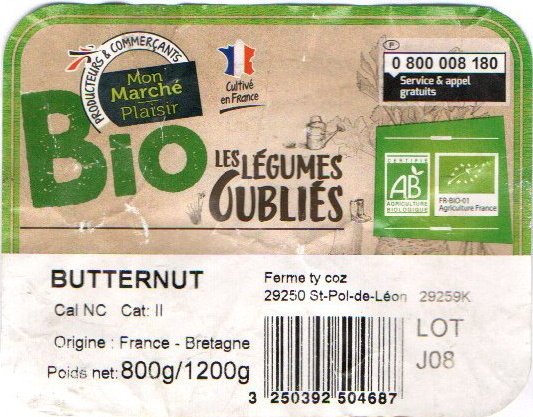 mon marché plaisir bio les legumes oublies certifie ab butternut origine france bretagne 3250392504687