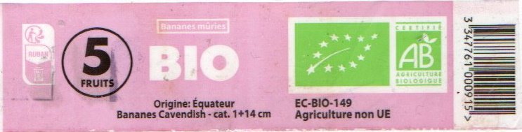 bananes muries 5 fruits bio origine equateur certifie ab ec-bio-149 3347761000915