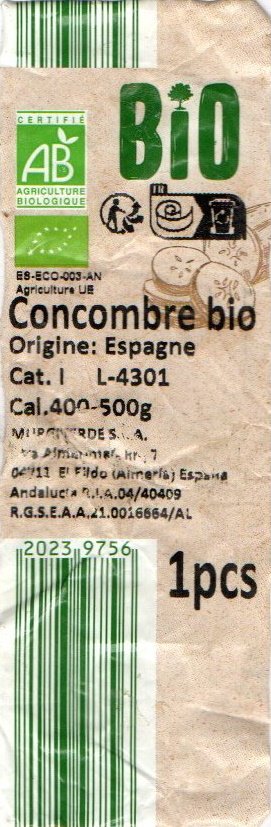 concombre bio certifie ab origine espagne 20239756