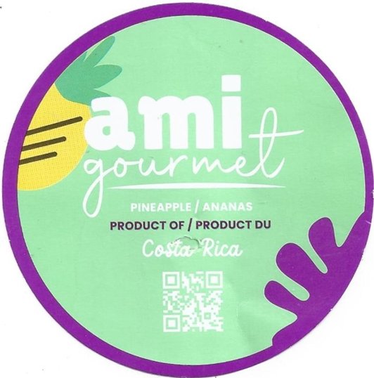 ami gourmet pineapple/ananas product of/product du costa rica 7443022050005 www.grupoacon.com