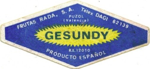 Gesundy frutas rada s.a. telex dagi 62139 puzo (valencia) r.e. 12010 producto espanol