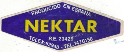 Nektar producido en espana r.e. 23429 telex 62940 tel. 1470150