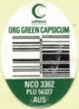 Cafresco organics org green capsicum nco 3362 plu 56327 aus