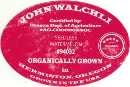 John Walchi seedless watermelon #94032 organically grown in hermiston oregon grown in the usa