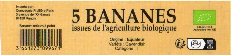 5 bananes issues de l agriculture biologique origine equateur importe par compagnie fruitiere 3661273099671