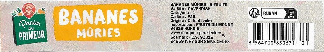 Panier du primeur bananes muries 5 fruits origine cote d ivoire ruban 356470085067101