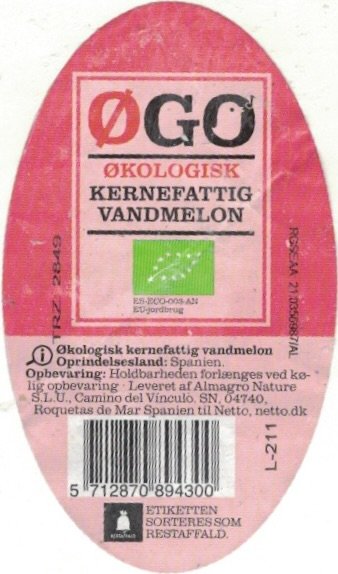 Ogo okologisk kernfattig vandmelon oprindelseland: spanien 5712870894300