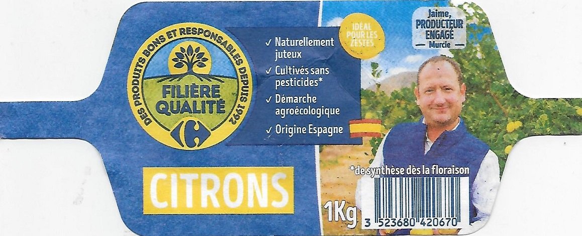 Filliere qualite citrons jaime producteur engage 1kg origine espagne 3523680420670
