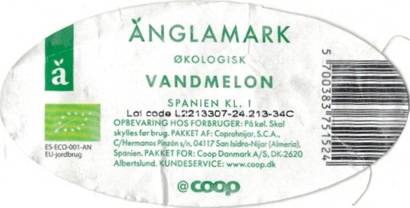 Anglamark okologisk vandmelon spanien kl. 1 5700383751524 coop