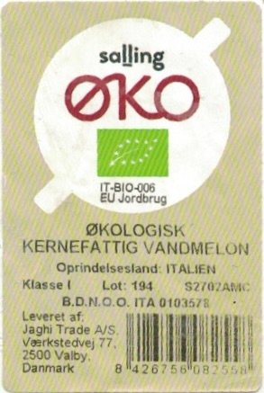 Salling oko it-bio-006 eu jordbrug okologisk kernefattig vandmelon oprindelsland: italien 8426756082558