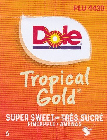 Dole tropical gold super sweet tres sucre pineapple ananas plu 4430 6 0643126072065 H6