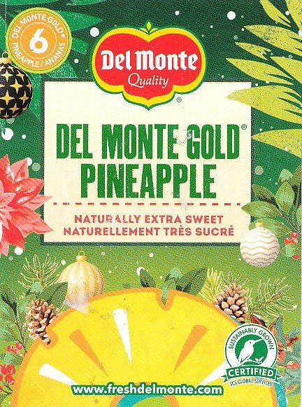Del Monte quality 6 del monte gold pineapple naturally extra sweet naturellement tres sucre 5050372116002