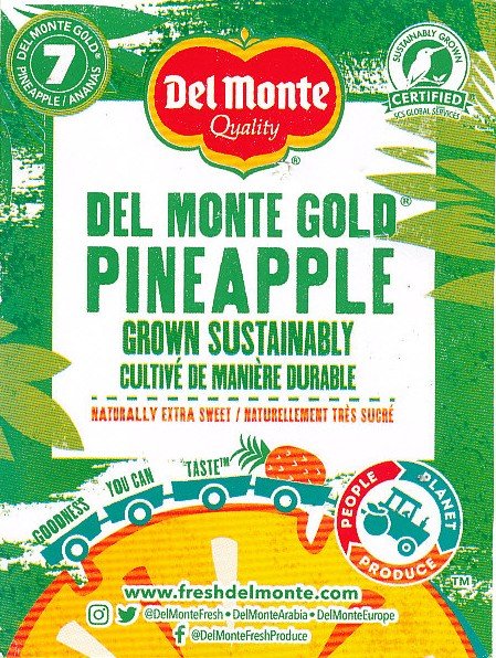 Del monte quality gold pineapple grown sustainably 7 product of costa rica 5050372117009